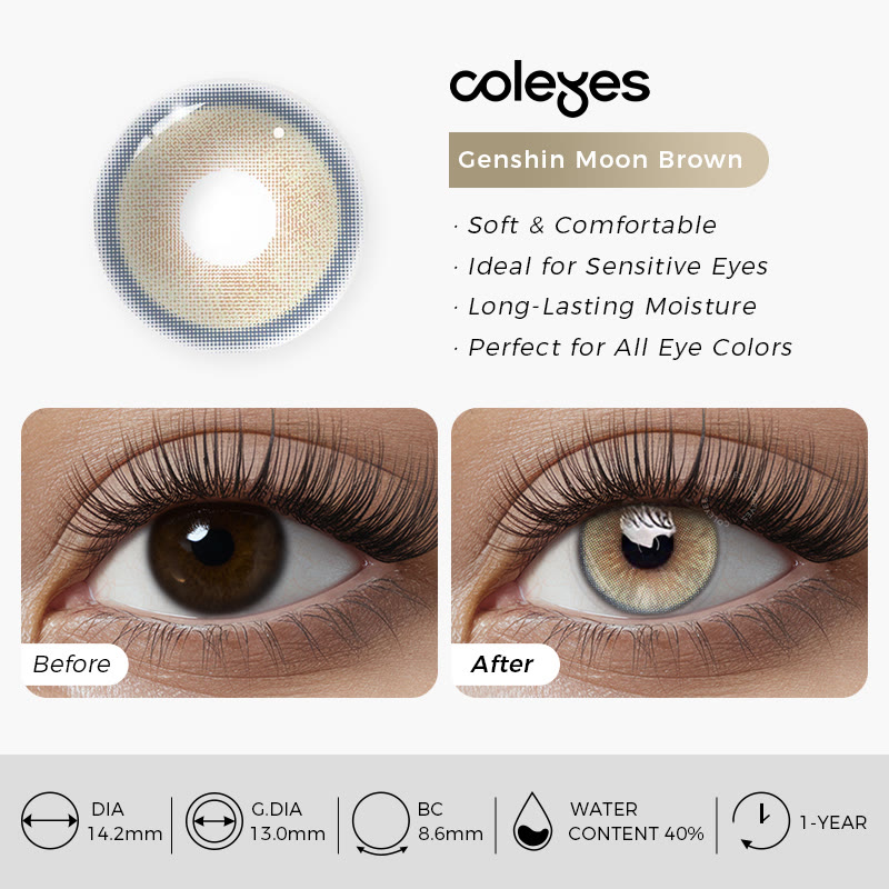 Coleyes Genshin Moon Brown Yearly Prescription Colored Contacts - image 5