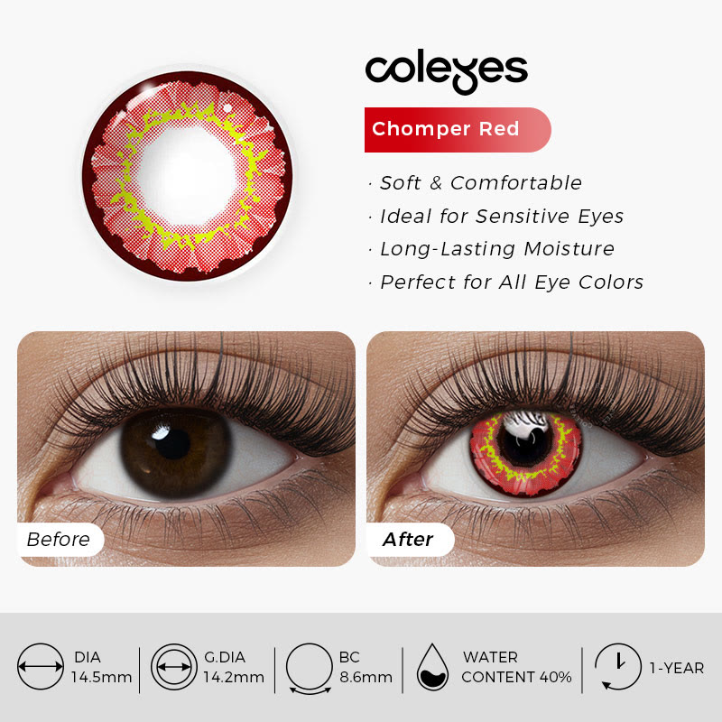 Coleyes Chomper Red Yearly Prescription Cosplay Colored Contacts - image 4