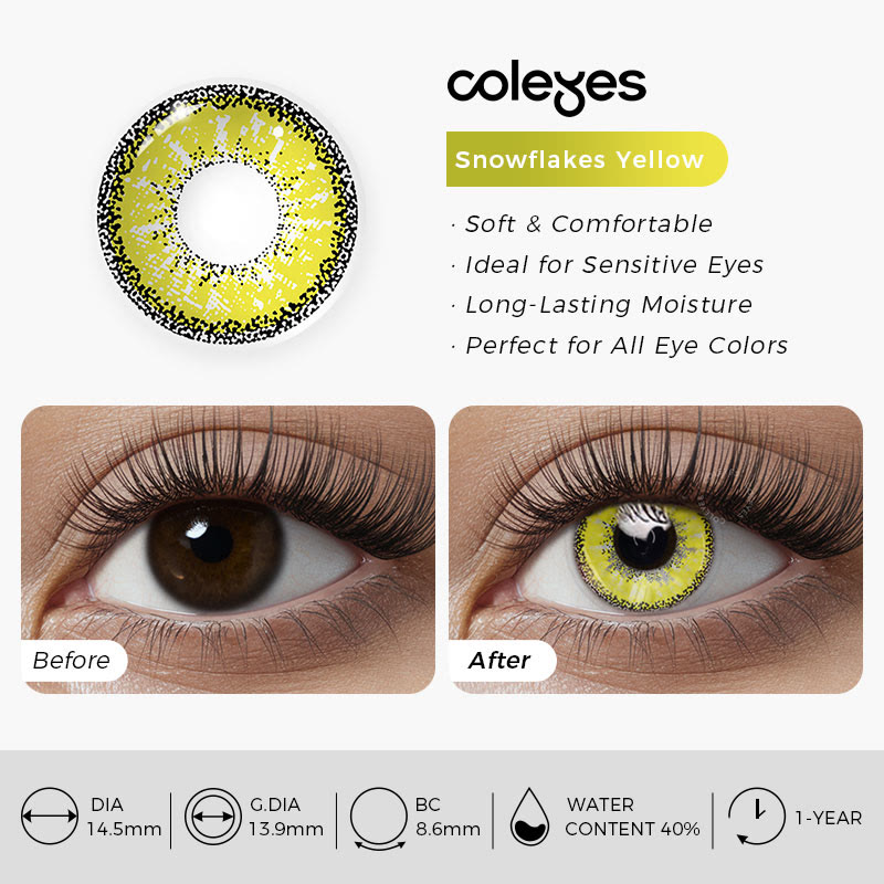 Coleyes Snowflakes Yellow Yearly Cosplay Colored Contacts - image 6