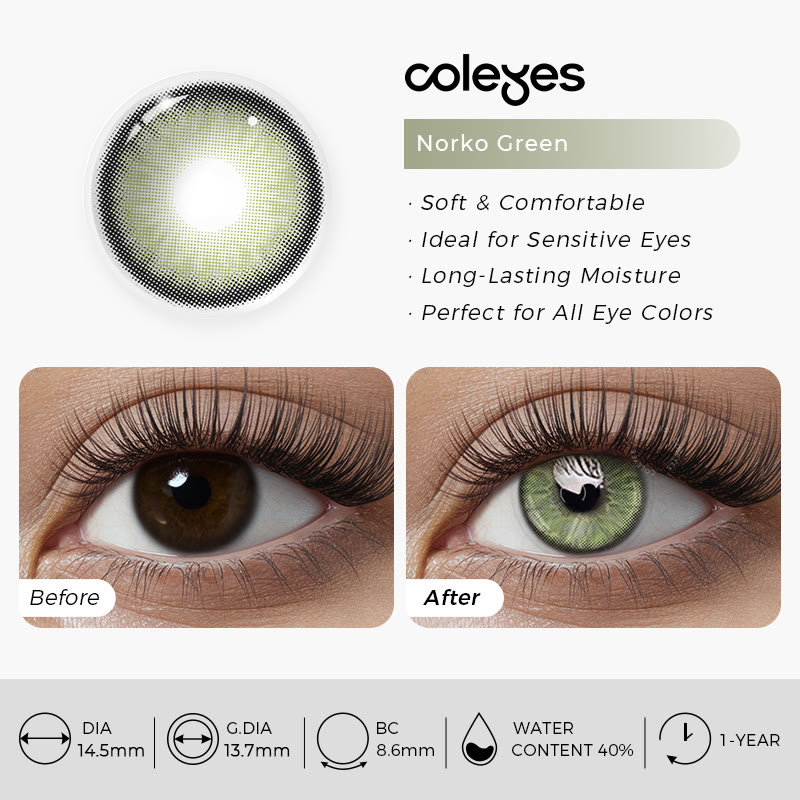 Coleyes Norko Green Yearly Prescription Colored Contacts - image 9