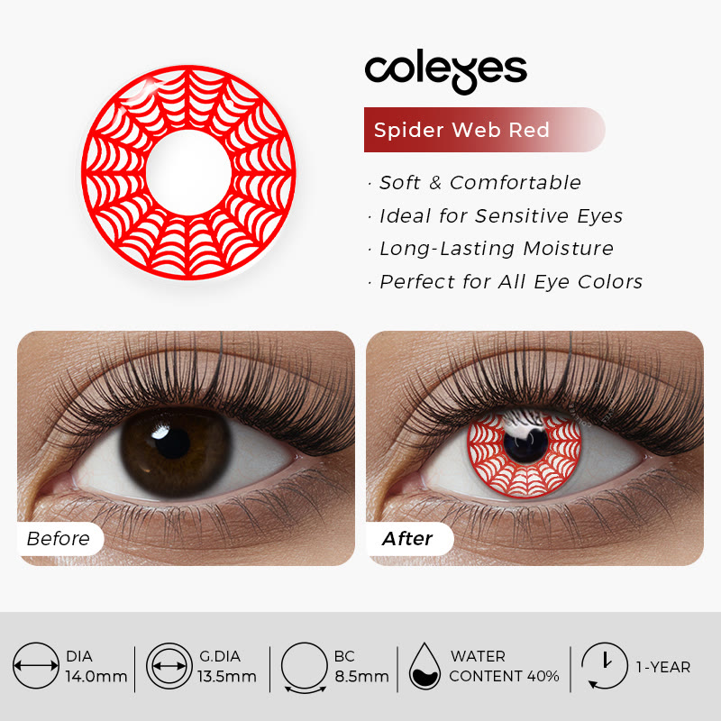 Coleyes Spider Web Red Yearly Prescription Cosplay Colored Contacts - image 4