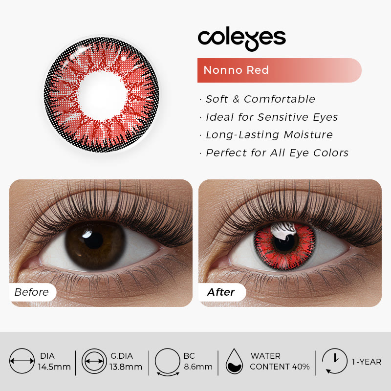 Coleyes Nonno Red Vampire Prescription Yearly Cosplay Colored Contacts - image 12