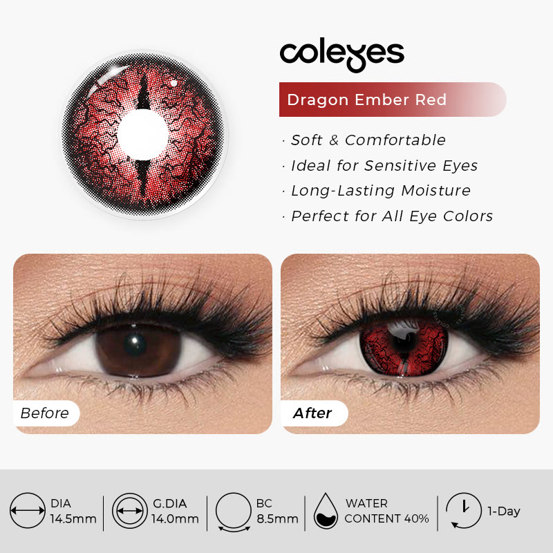 Coleyes Dragon Ember Red 1-Day Cosplay Colored Contacts - image 5