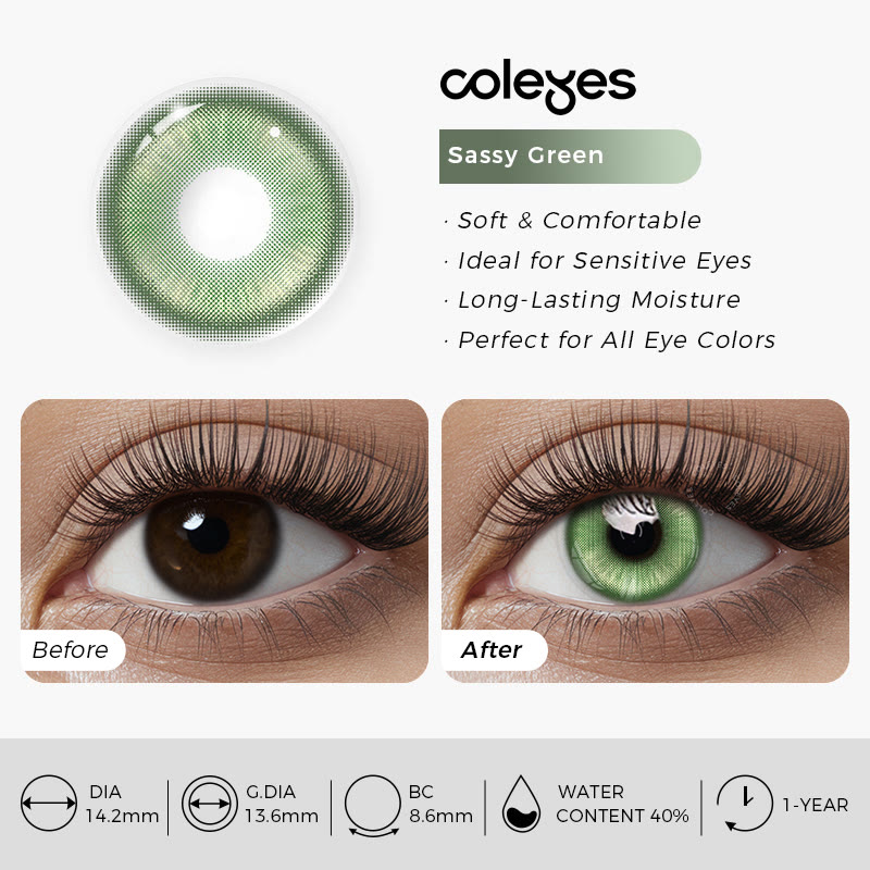 Coleyes Sassy Green Prescription Yearly Cosplay Colored Contacts - image 9