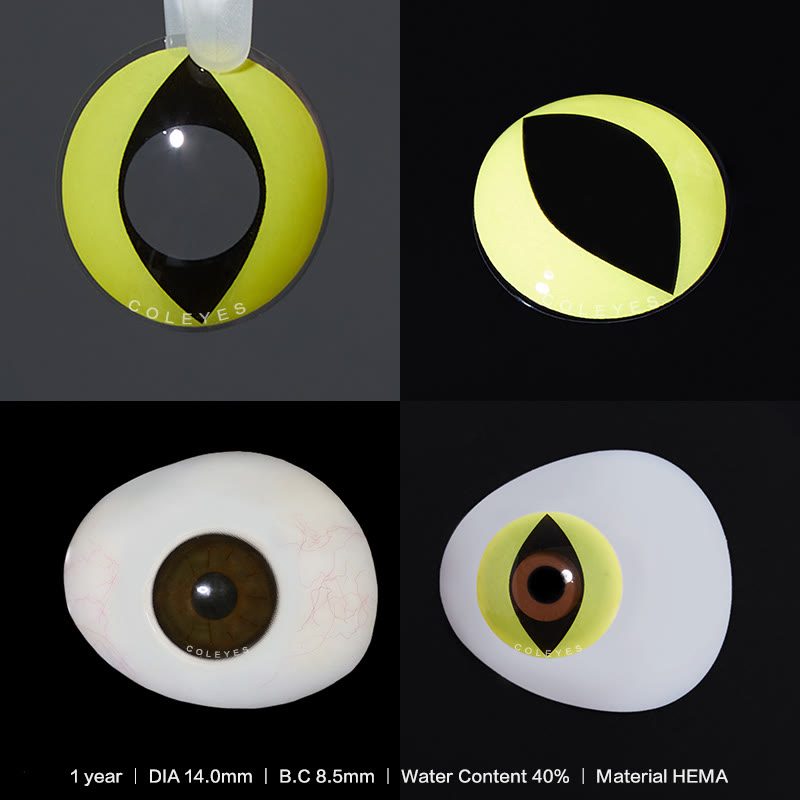 Coleyes Cat Eye Yellow Yearly Prescription Cosplay Colored Contacts - image 3