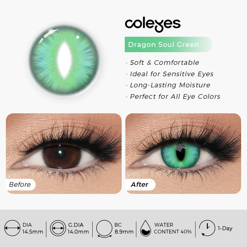 Coleyes Dragon Soul Green 1-Day Cosplay Colored Contacts - image 9