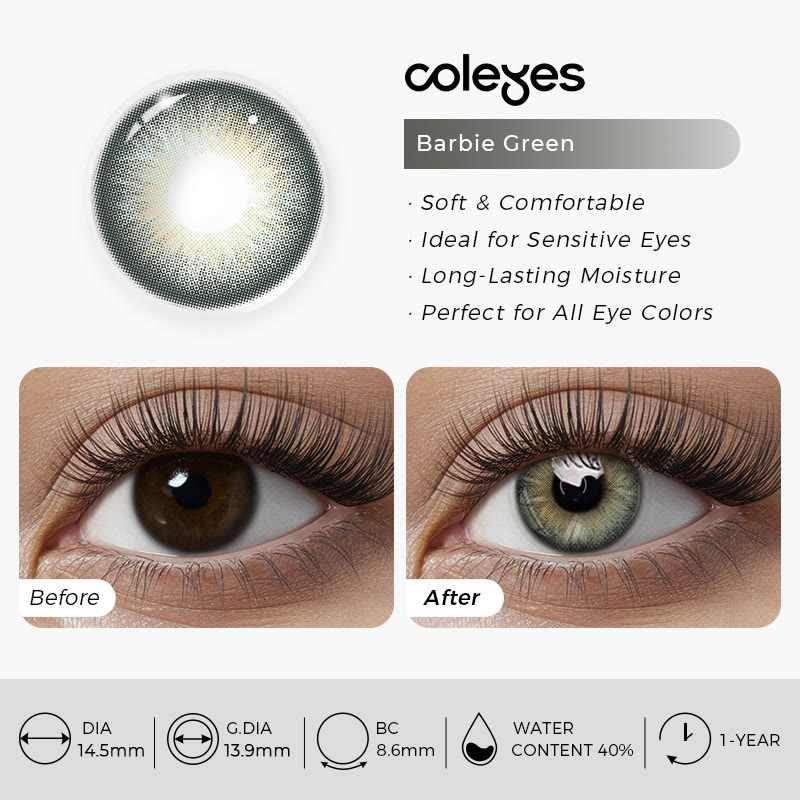 Coleyes Barbie Green Yearly Prescription Colored Contacts - image 7