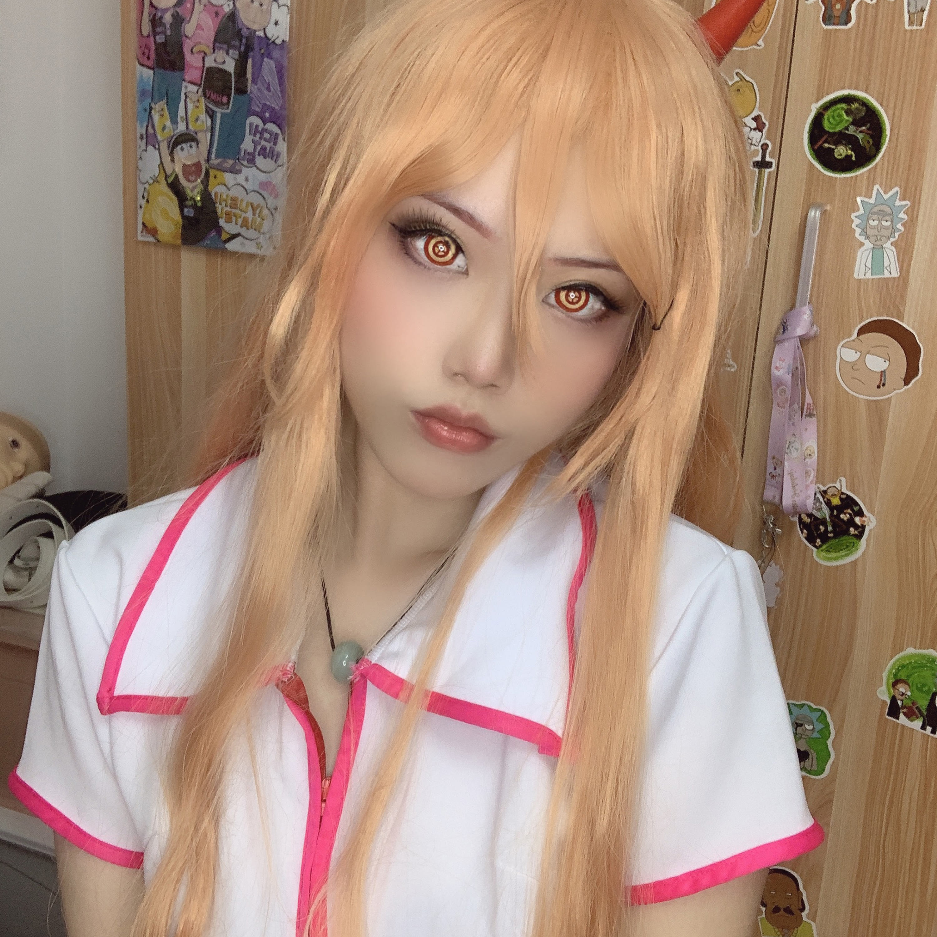 Coleyes Chainsaw Man Power Red Yearly Cosplay Colored Contacts - image 6