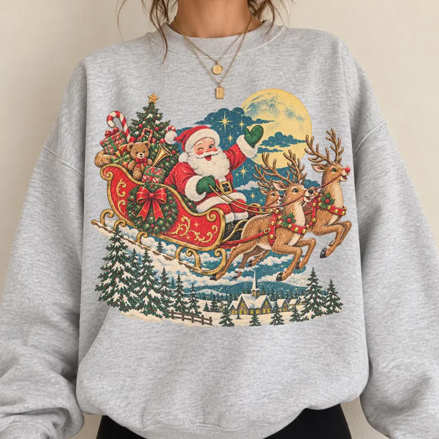 Vintage Santa Sleigh Christmas Sweatshirt