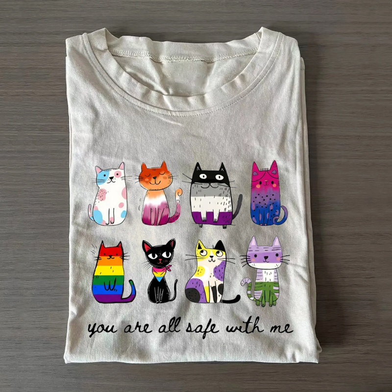  You Are All Safe With Me Inclusive Pride Cats T-shirt