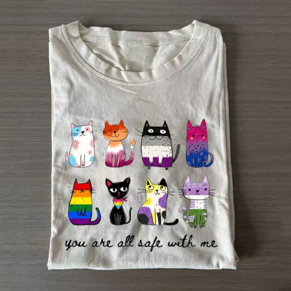  You Are All Safe With Me Inclusive Pride Cats T-shirt