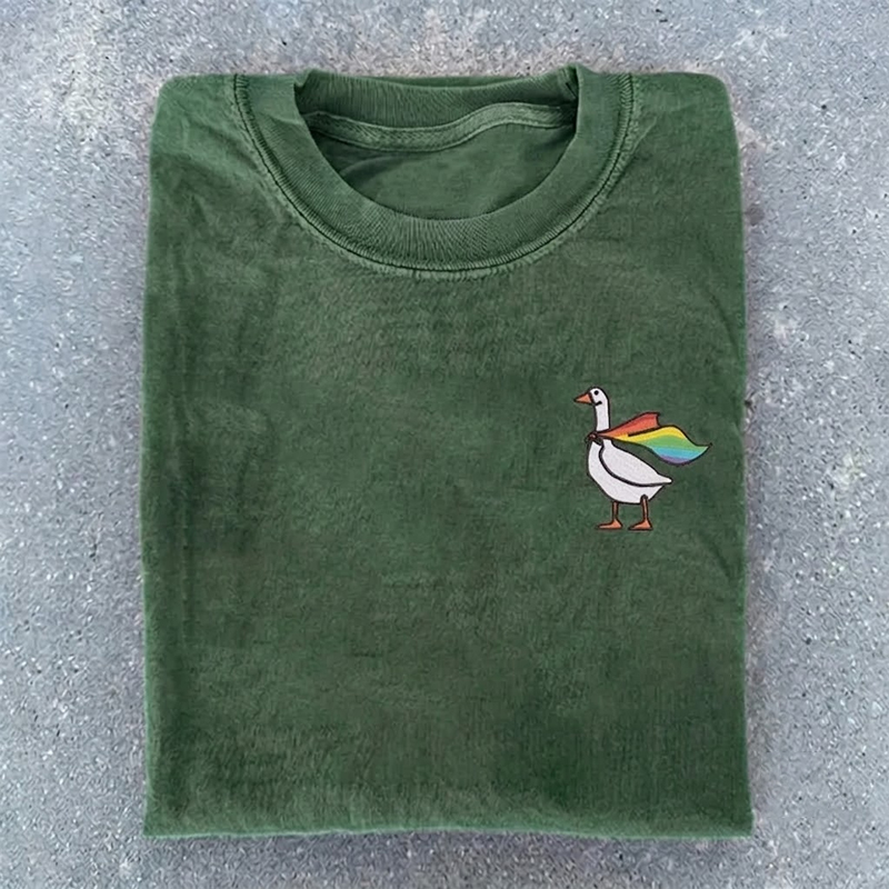Embroidered Rainbow Goose LGBTQ Pride T-shirt