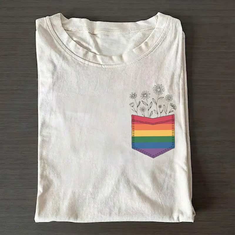 Flower Pocket Subtle Pride LGBTQ T-shirt