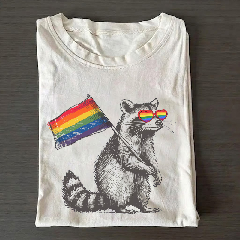 Raccoon Pride Flag Funny LGBTQ Support T-shirt