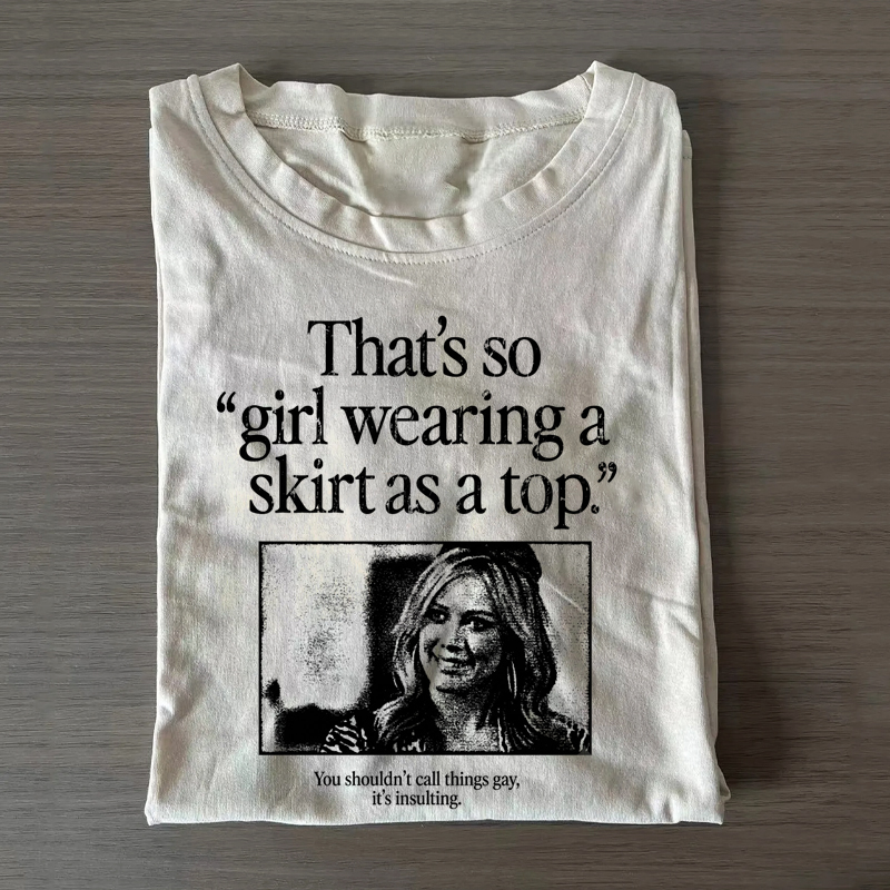 Girl Wearing a Skirt as a Top Don't Say Gay T-shirt