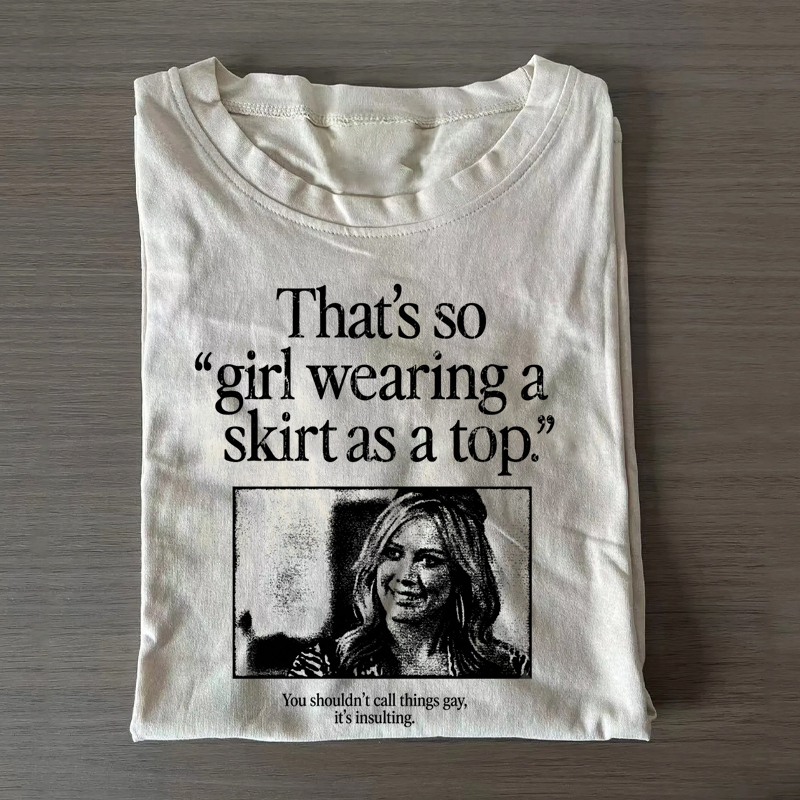 Girl Wearing a Skirt as a Top Don't Say Gay T-shirt