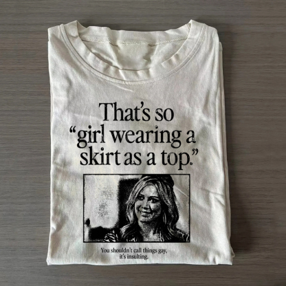 Girl Wearing a Skirt as a Top Don't Say Gay T-shirt