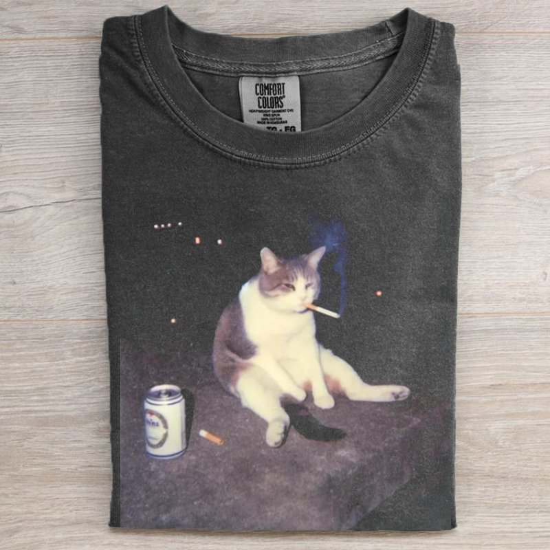 Funny Smoking Cat Cigarette Cat  T-shirt