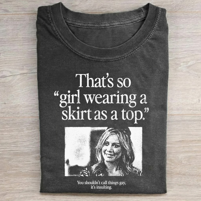 Girl Wearing a Skirt as a Top Don't Say Gay T-shirt