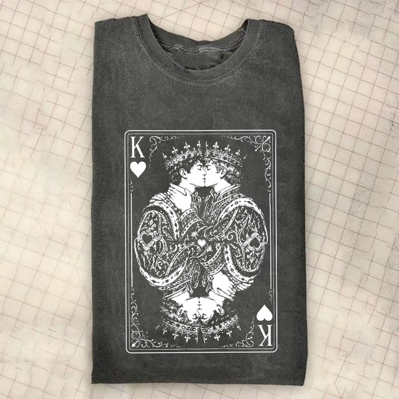 King of Hearts Playing Card Vintage Tarot Gay T-shirt