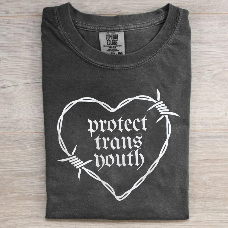 PROTECT TRANS YOUTH Trans Ally Queer Gothic T-shirt