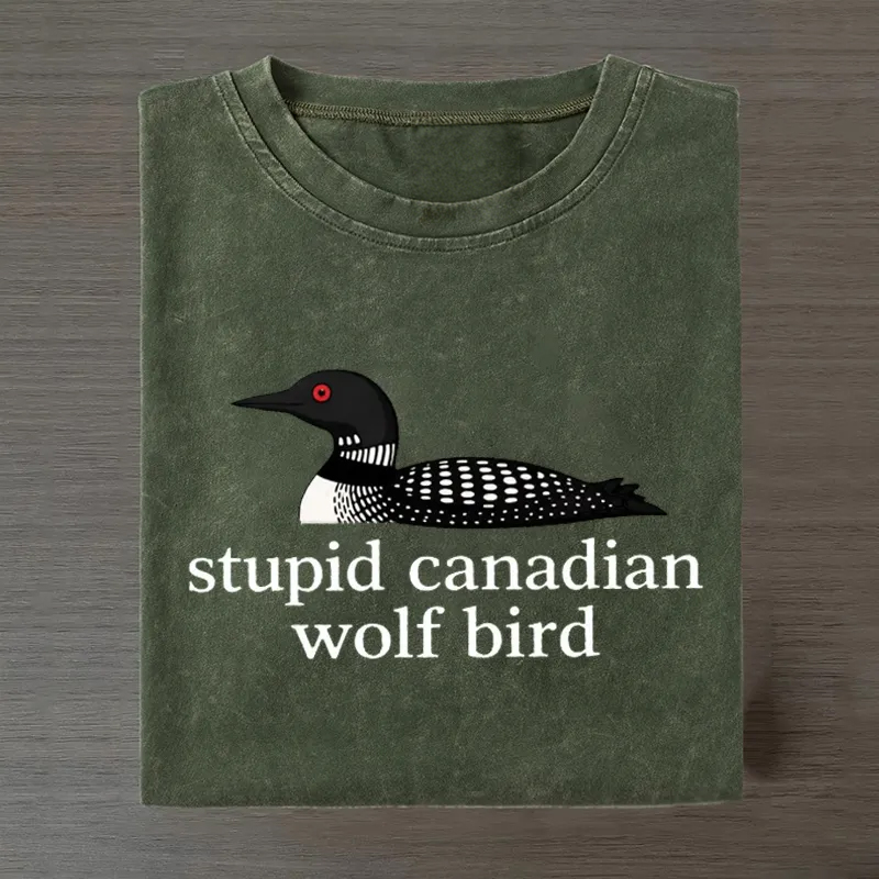 Stupid Canadian Wolf Bird Hockey Romance LGBT Hockey Fan T-shirt