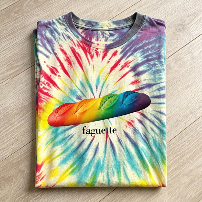Faguette LGBT Baguette Pride Handmade Tie Dye T-shirt