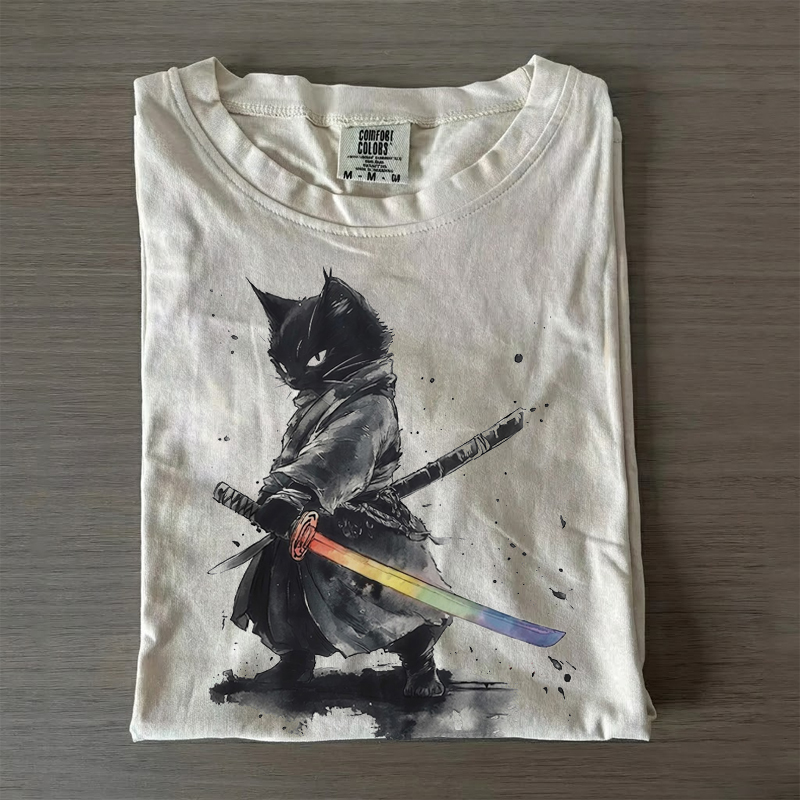 Rainbow Samurai Cat Subtle Pride T-shirt