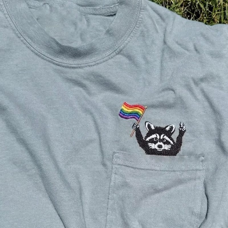 Rainbow Flag Raccoon Pride Pocket T-shirt