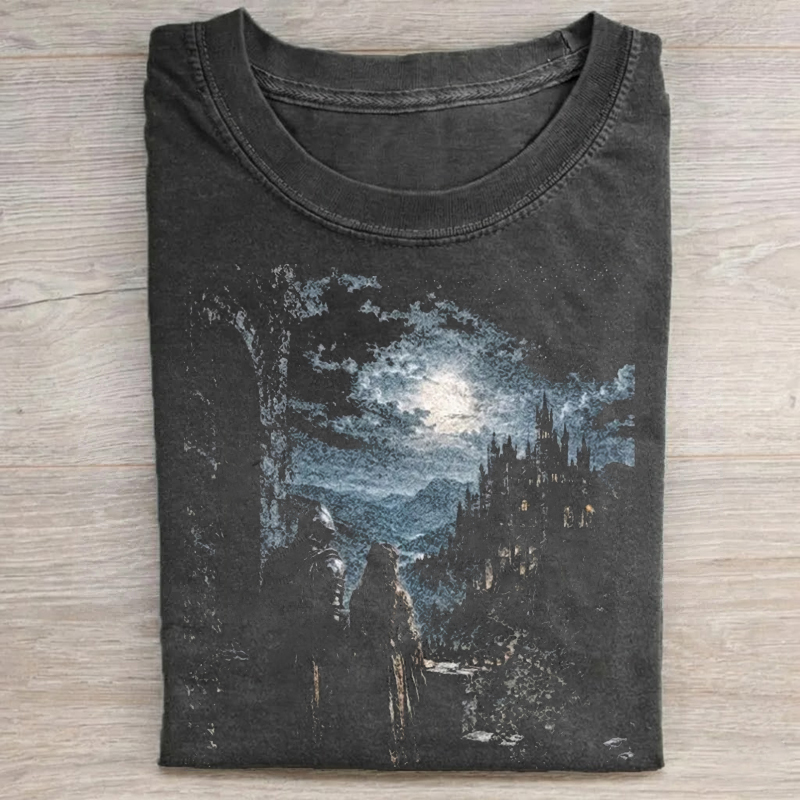 Moonlit Fantasy Castle Dark Romance T-Shirt