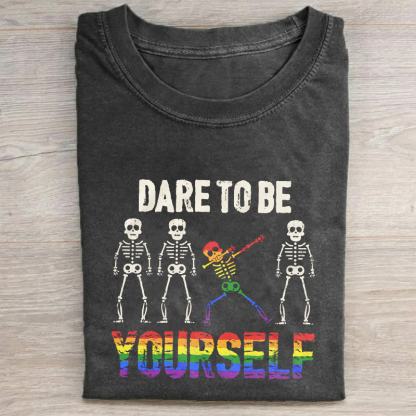 Dare to be yourself LGBTQ Gay Lesbian Equality Skeleton Pride Month T-shirt