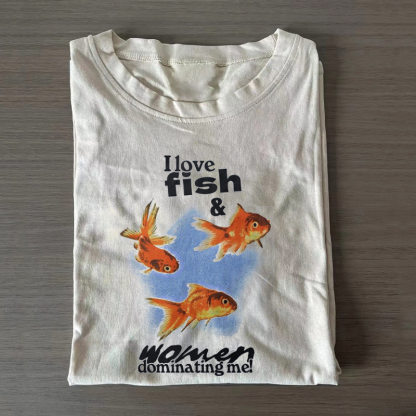 Love Fish and Women Dominating Me Lesbian Pride T-Shirt