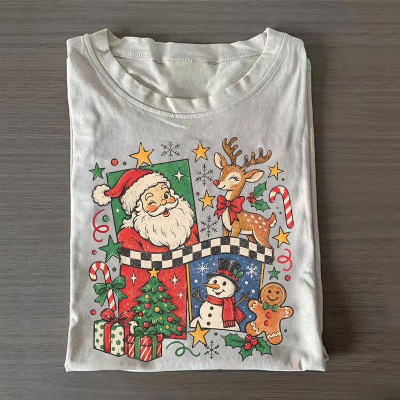 Retro Santa and Friends Christmas T-shirt