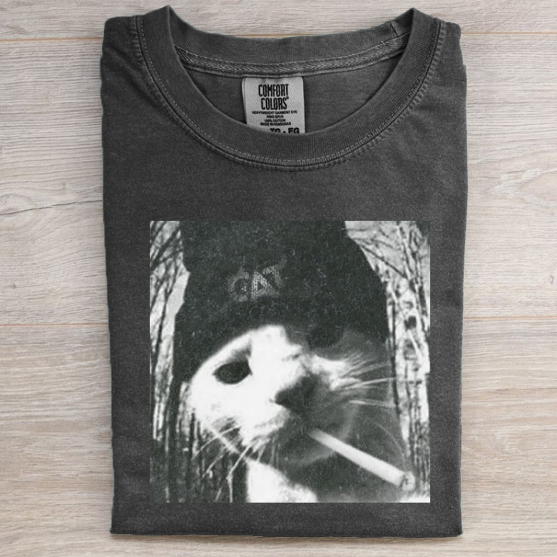 Funny Smoking Cat Meme Unisex T-shirt
