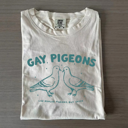 Gay Pigeons Funny LGBTQ Pride Vintage Queer T-shirt