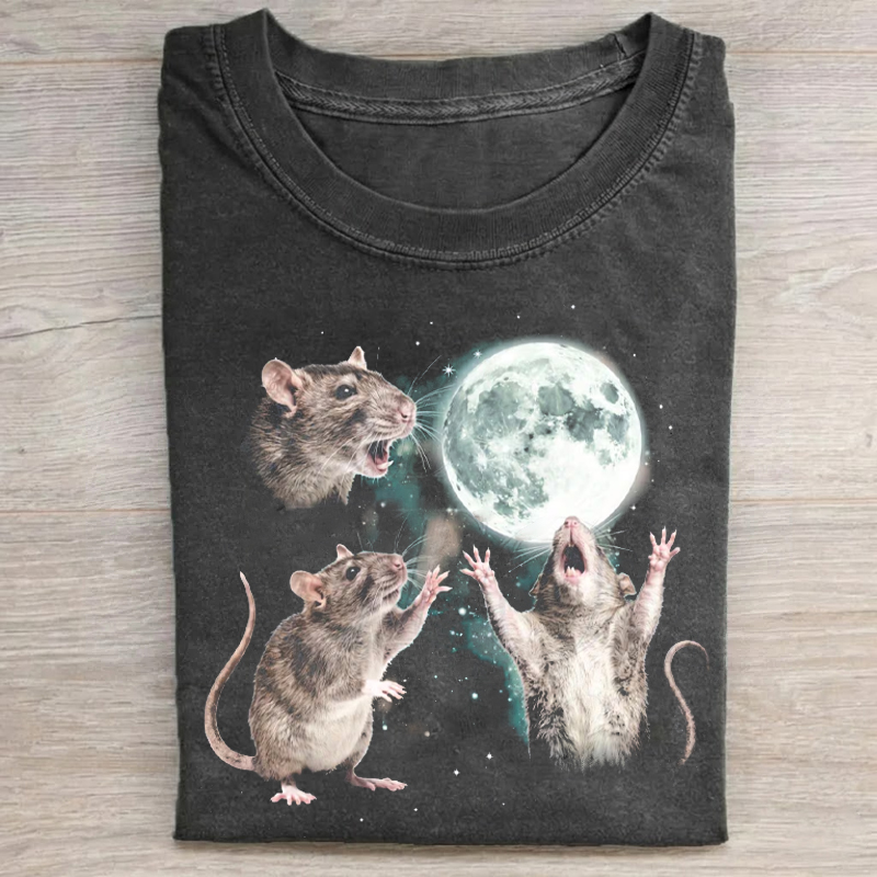 Vintage Moon Rat Graphic T-Shirt