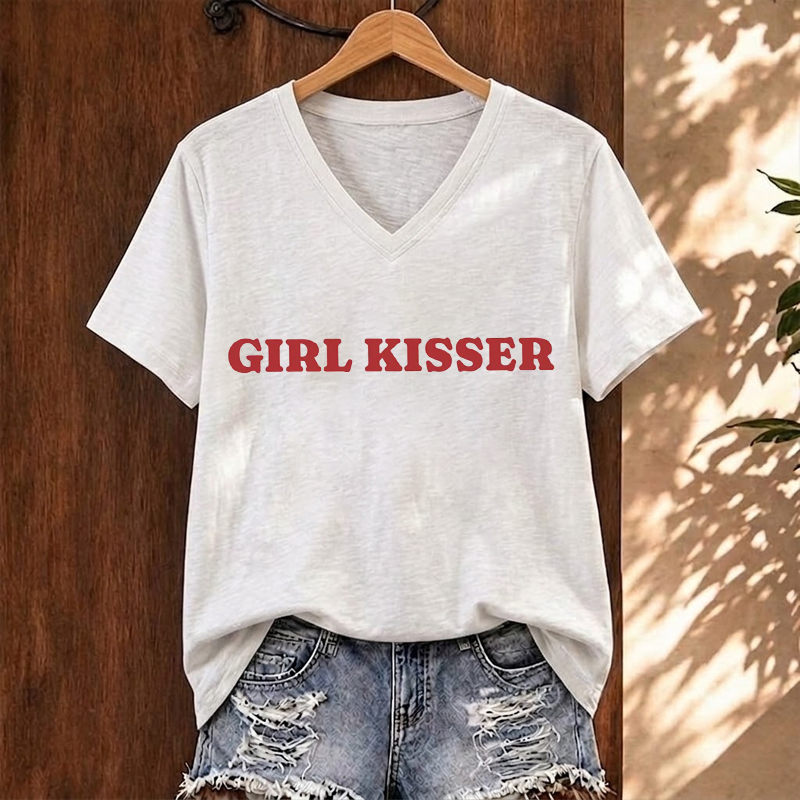 Girl Kisser Lesbian Pride V-neck T-shirt