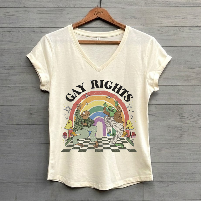 Pride Flag Funny Frog Gay Pride 2026 V-neck Shirt