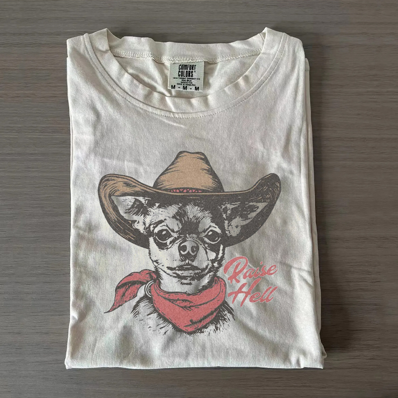 Retro Cowboy Dog Vintage Western Style T-shirt