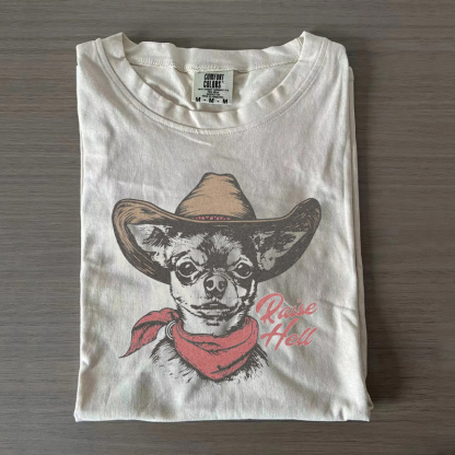 Retro Cowboy Dog Vintage Western Style T-shirt