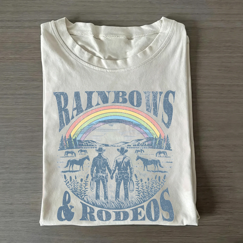 Gay Cowboy Western LGBTQIA Rainbows Rodeo Pride T-shirt