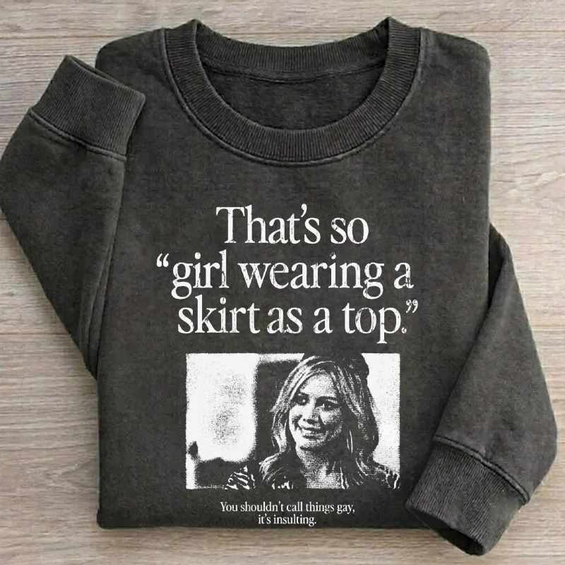 Girl Wearing a Skirt as a Top Don't Say Gay Sweatshirt