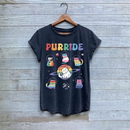 Cats In Space Rainbow Cats LGBT Pride T-Shirt