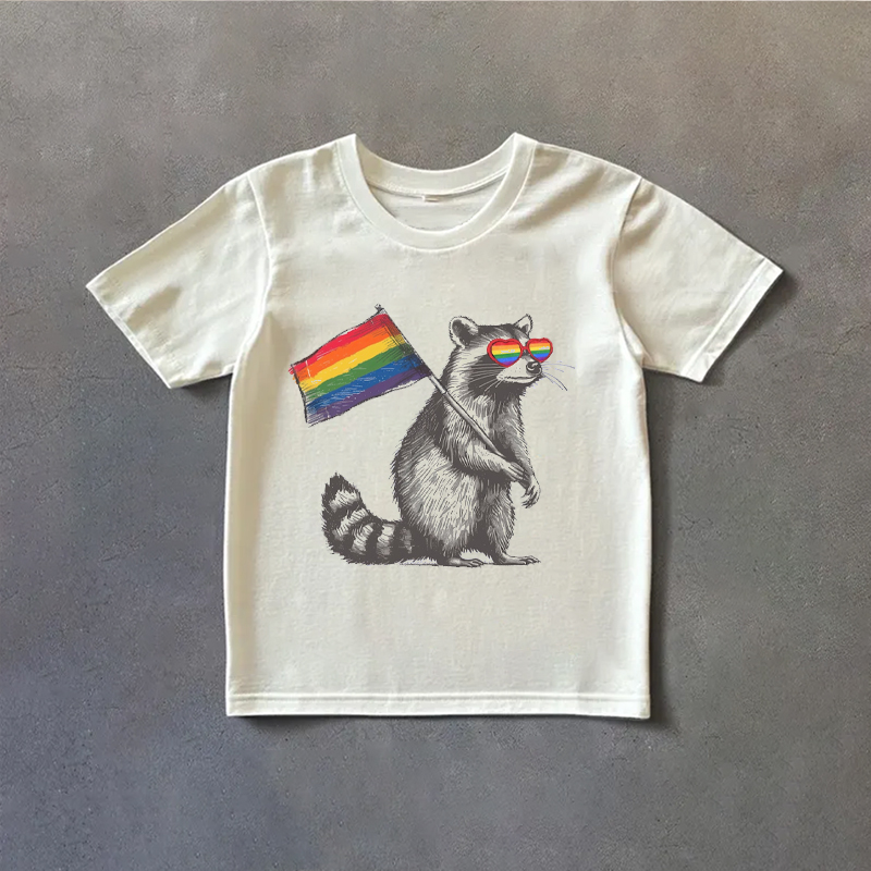 Raccoon Pride Flag Funny LGBTQ Support T-shirt