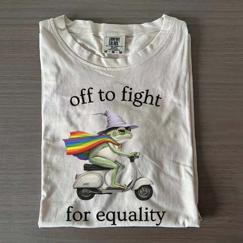 Off to fight for Equality funny frog LGBTQ Pride T-shirt