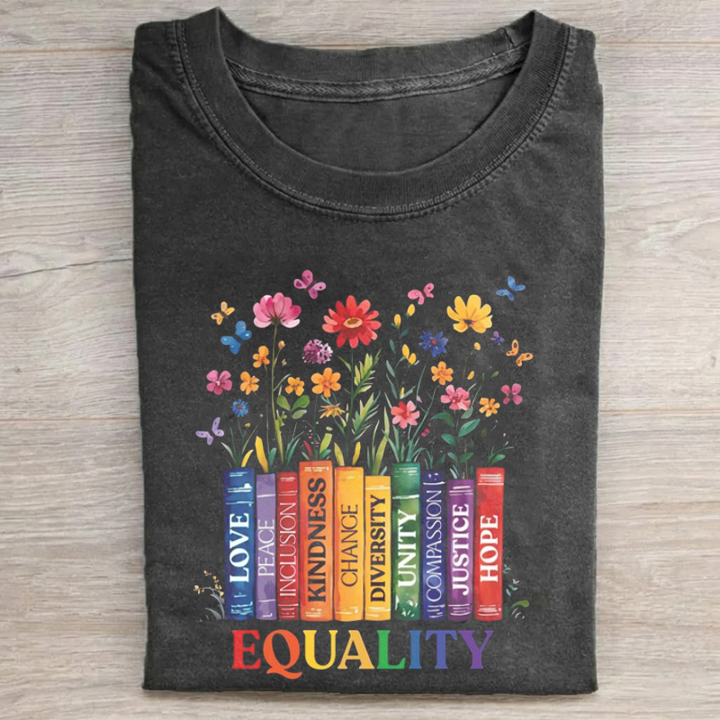 Floral Book Equality Pride T-shirt