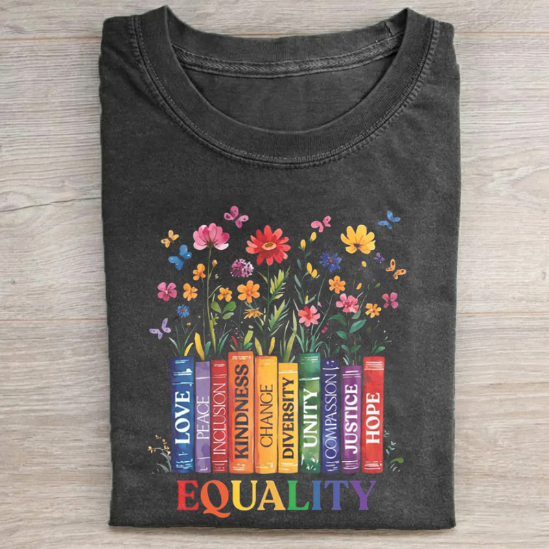 Floral Book Equality Pride T-shirt