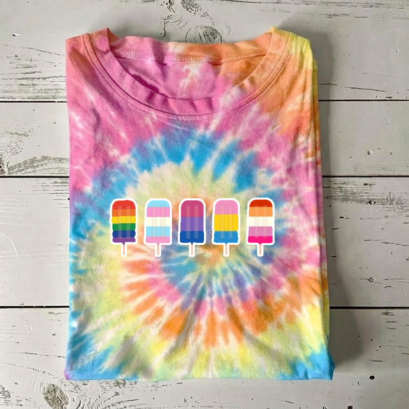 Rainbow Popsicles  Handmade Tie Dye T-shirt