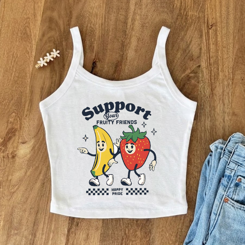 Support Your Fruity Friends Happy Pride Crop Tank Top