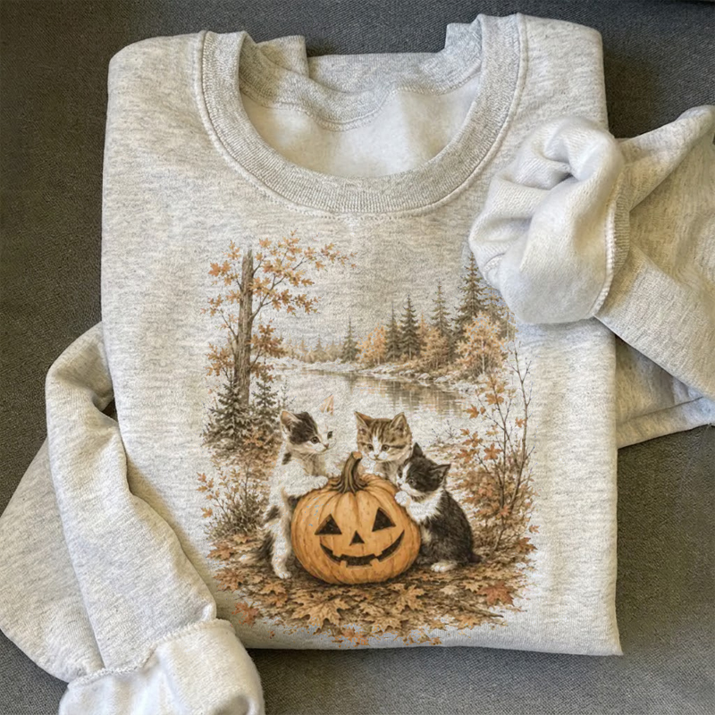 Vintage 90s Cat Halloween Sweatshirt